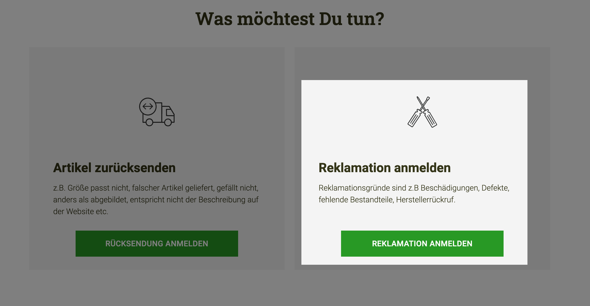 Reklamation anmelden Reklamation anmelden