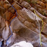 Von rechts nach links: "Bumayé" 5c, "Baby Nepomuk" 6c, "Super Service , supergeil" 6a