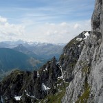 In den Pausen und dann oben am Gipfel genießen wir den Blick in die Allgäuer Alpen. | Foto: Julia Gebauer