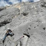 Ein Kletterer in der 3. SL der "Timeout" (6+). | Foto: David Lochner