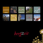 ein Katalogcover in Schwarz mit dem alten Bergzeit Logo und kleinen Bildern